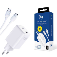 3mk Hyper Charger PD 45W+USB Cable C to C White 3mk Hyper Charger PD 45W+USB Cable C to C White