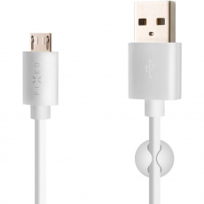 FIXED datový a nabíjecí kabel microUSB, 2 metry, 2,4A, bílý