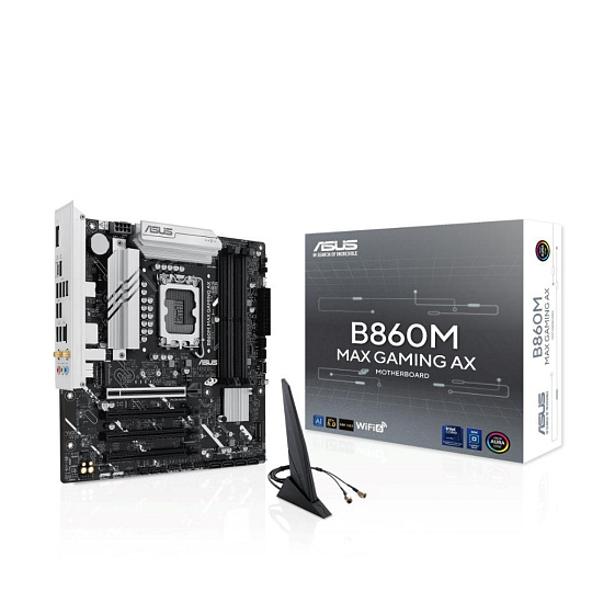 ASUS MB Sc LGA1851 B860M MAX GAMING AX, Intel B860, 4xDDR5, 1xDP, WiFi, mATX ASUS MB Sc LGA1851 B860M MAX GAMING AX, Intel B860, 4xDDR5, 1xDP, WiFi, mATX
