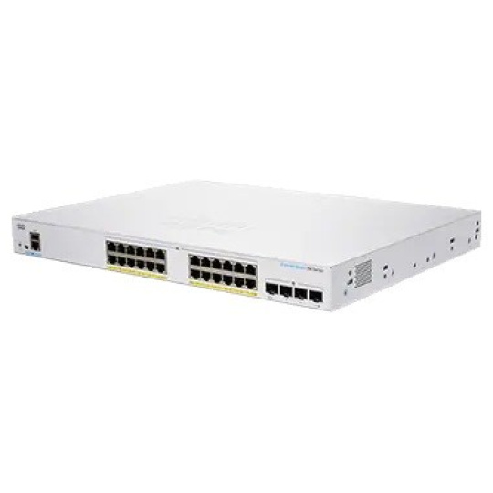 Cisco switch CBS350-24FP-4G, 24xGbE RJ45, 4xSFP, fanless, PoE+, 370W - REFRESH