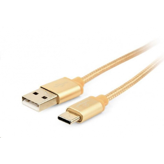 GEMBIRD Kabel CABLEXPERT USB na USB-C kabel (AM/CM), 1,8m, opletený, zlatý, blister