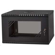 LEXI-Net 19" nástěnný rozvaděč Basic 6U, šířka 520mm, hloubka 350mm, skleněné dveře, bez zad, rozložený, černý LEXI-Net 19" nástěnný rozvaděč Basic 6U, šířka 520mm, hloubka 350mm, skleněné dveře, bez zad, rozložený, černý