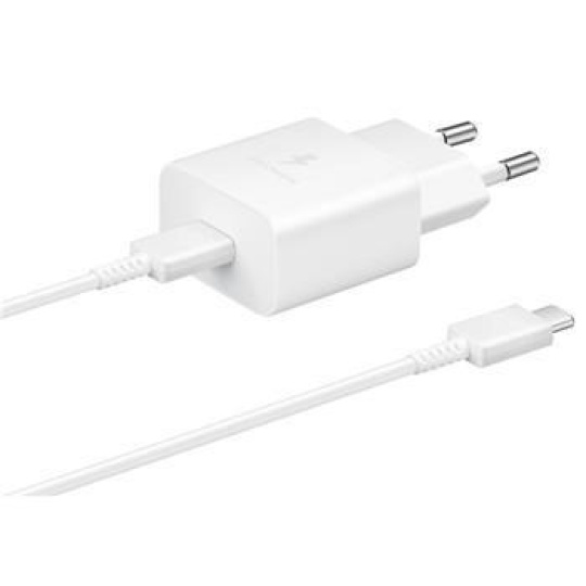 Samsung cestovní nabíječka EP-T1510EWE + kabel USB-C, 15W, bílá (OOB bulk)