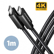 AXAGON BUCM32-CM10AB, SPEED+ kabel USB-C <-> USB-C, 1m, USB 3.2 Gen 2, PD 100W 5A, 4k HD, ALU, oplet, černý