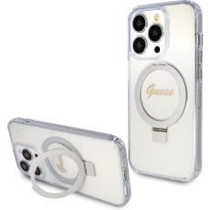 Guess IML Ring Stand Glitter MagSafe kryt iPhone 15 Pro Max čirý