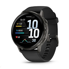 Garmin Venu® 4 - 45 mm Slate a Černý silikonový řemínek Garmin Venu® 4 - 45 mm Slate a Černý silikonový řemínek