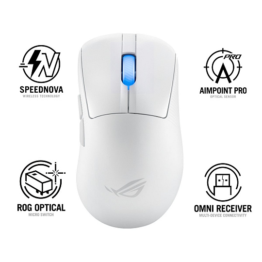 ASUS myš ROG Keris II Ace, bezdrátová herní myš, bílá ASUS myš ROG Keris II Ace, bezdrátová herní myš, bílá