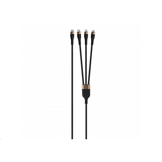 WG - Datový kabel 3v1 Type-C na Type-C na Lightning na Micro USB, 1,5 metrů, 5A, 100W, černá