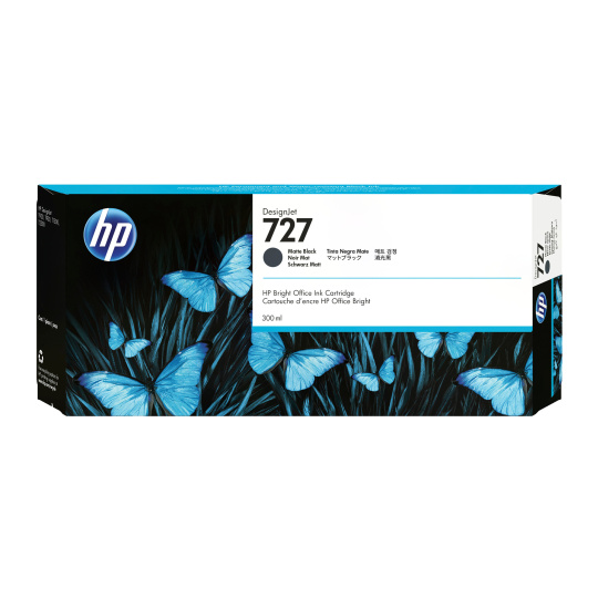 HP 727 300 ml Black matte DJ Ink Cart, C1Q12A
