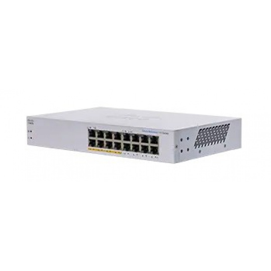 Cisco switch CBS110-16PP, 16xGbE RJ45, fanless, PoE, 64W Cisco switch CBS110-16PP, 16xGbE RJ45, fanless, PoE, 64W