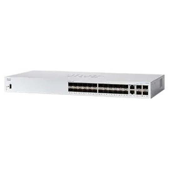 Cisco switch CBS350-24S-4G-UK, 24xGbE SFP, 2xGbE RJ45/SFP, fanless - REFRESH