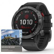 Garmin fenix6 PRO Solar, Gray/Black Band (MAP/Music) - ROZBALENO Garmin fenix6 PRO Solar, Gray/Black Band (MAP/Music) - ROZBALENO
