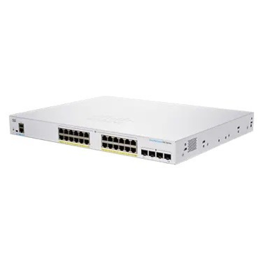 Cisco switch CBS250-24P-4G, 24xGbE RJ45, 4xSFP, fanless, PoE+, 195W - REFRESH