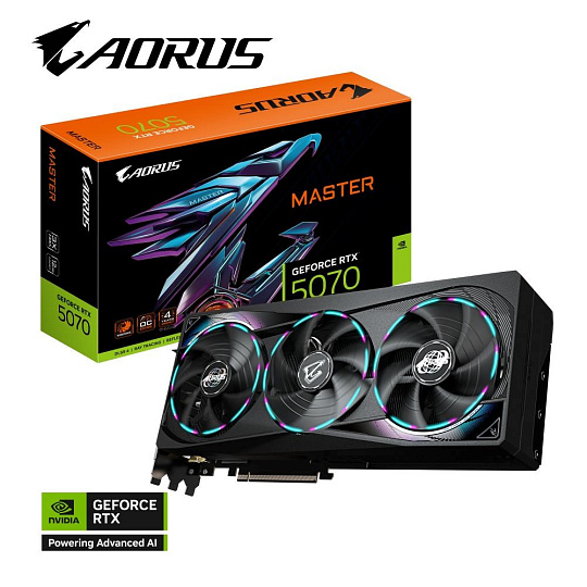 GIGABYTE VGA NVIDIA GeForce RTX 5070 MASTER 12G, 12G GDDR7, 3xDP, 1xHDMI