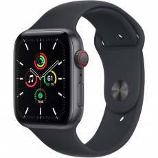 Apple Watch SE Cellular 44mm vesmírně šedé s černým sportovním řemínkem