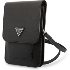 Guess PU Saffiano Triangle Logo Phone Bag černé
