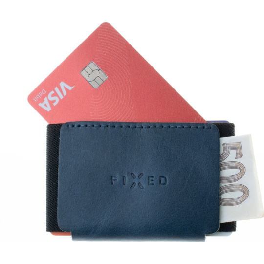 FIXED Tiny Wallet Kožená peněženka z pravé hovězí kůže modrá
