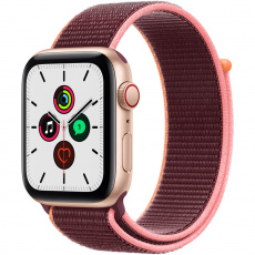 Apple Watch SE Cellular 44mm zlatý hliník s švestkovým provlékacím sportovním řemínkem Apple Watch SE Cellular 44mm zlatý hliník s švestkovým provlékacím sportovním řemínkem