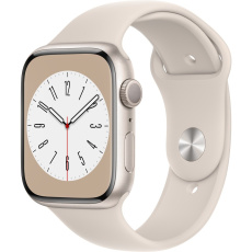 Apple Watch Series 8 45mm bílý hliník s hvězdně bílým sportovním řemínkem Apple Watch Series 8 45mm bílý hliník s hvězdně bílým sportovním řemínkem