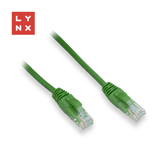 LYNX UTP patch kabel Cat5e, PVC, CCA, 0,1m, zelený (balení obsahuje 10ks)