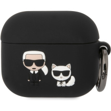 Karl Lagerfeld and Choupette Silikonové pouzdro Airpods 3 černé