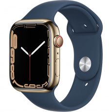 Apple Watch Series 7 Cellular 45mm zlatá ocel s hlubokomořsky modrým sportovním řemínkem Apple Watch Series 7 Cellular 45mm zlatá ocel s hlubokomořsky modrým sportovním řemínkem