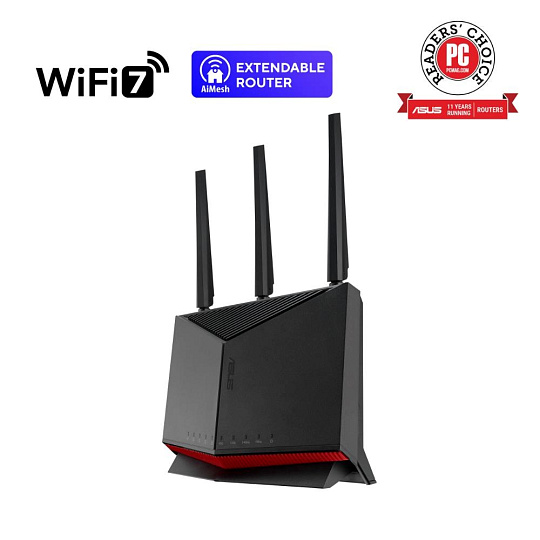 ASUS Router RT-BE86U, Herní WiFi7 Router, AiMesh, 2xWAN, 3xLAN, 1xUSB 3.2 ASUS Router RT-BE86U, Herní WiFi7 Router, AiMesh, 2xWAN, 3xLAN, 1xUSB 3.2