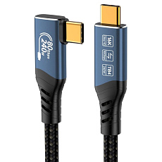 PREMIUMCORD Kabel USB4™ Version2.0 80Gbps 16K@60Hz 240W Thunderbolt 3 a 4 kabel zahnutý 1m