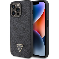 Guess PU 4G Strass Triangle Metal Logo kryt iPhone 15 Pro Max černý