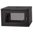 LEXI-Net 19" nástěnný rozvaděč Basic 6U, šířka 520mm, hloubka 450mm, skleněné dveře, bez zad, rozložený, černý