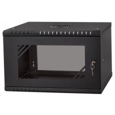 LEXI-Net 19" nástěnný rozvaděč Basic 6U, šířka 520mm, hloubka 450mm, skleněné dveře, bez zad, rozložený, černý
