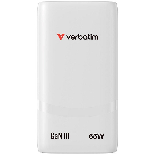VERBATIM GaN Nabíječka Fold 'n' Go 65W, 2xUSB-C, bílá
