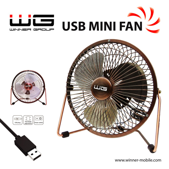WG - Ventilátor USB mini fan 6inch, bronzový WG - Ventilátor USB mini fan 6inch, bronzový