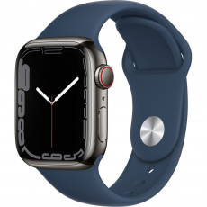 Apple Watch Series 7 Cellular 41mm grafitová ocel s hlubomořsky modrým sportovním řemínkem Apple Watch Series 7 Cellular 41mm grafitová ocel s hlubomořsky modrým sportovním řemínkem