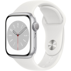 Apple Watch Series 8 41mm stříbrný hliník s bílým sportovním řemínkem Apple Watch Series 8 41mm stříbrný hliník s bílým sportovním řemínkem
