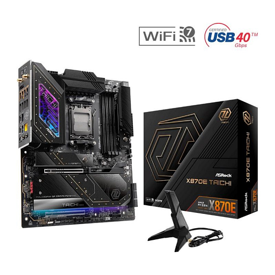 ASRock MB Sc AM5 X870E TAICHI, AMD X870, 4xDDR5, 1xHDMI, 2xUSB4, WI-FI ASRock MB Sc AM5 X870E TAICHI, AMD X870, 4xDDR5, 1xHDMI, 2xUSB4, WI-FI