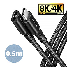 AXAGON BUCM32-CF05AB prodlužovací kabel USB-C (M) USB-C (F), 0.5m, USB 20Gbps, PD 240W 5A, 8K HD, ALU, oplet, černý AXAGON BUCM32-CF05AB prodlužovací kabel USB-C (M) USB-C (F), 0.5m, USB 20Gbps, PD 240W 5A, 8K HD, ALU, oplet, černý