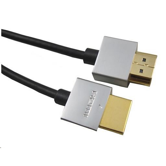 PREMIUMCORD Kabel Slim HDMI kabel, 1m, High Speed + Ethernet (v1.4), zlacené konektory