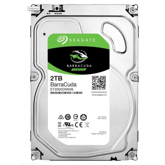 SEAGATE HDD BARRACUDA 3,5" - 2TB, SATAIII, 7200rpm, 256MB cache