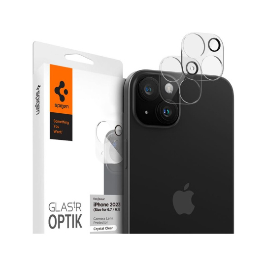 Spigen Glass tR Optik 2 Pack tvrzené sklo na fotoaparát iPhone 15/15 Plus čiré