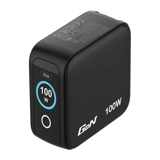 VERBATIM Mini GaN Nabíječka s displejem 100W, 2xUSB-C, 1xUSB-A, černá