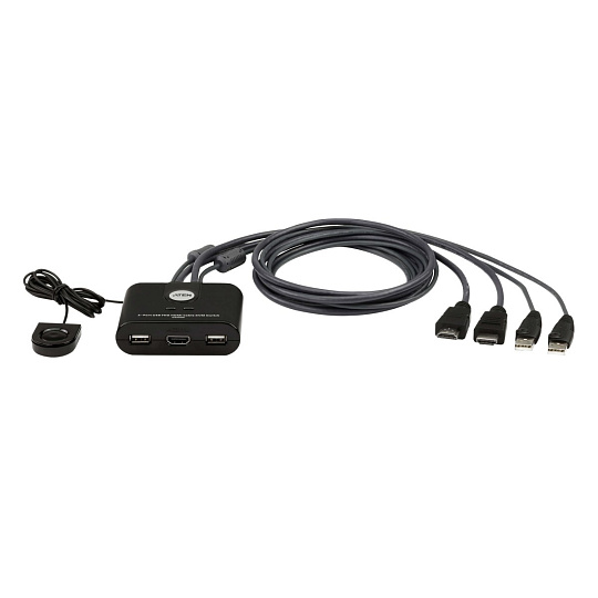 ATEN 2-port mini HDMI KVM USB, integrované kabely, tlačítko pro přepínání ATEN 2-port mini HDMI KVM USB, integrované kabely, tlačítko pro přepínání