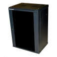 XtendLan 19" nástěnný rozvaděč 12U, šířka 600mm, hloubka 450mm, nosnost 60 kg, skleněné kouřové dveře, svařovaný, černý