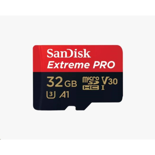 SanDisk MIcroSDHC karta 32GB Extreme PRO (100MB/s, Class 10 UHS-I V30) + adaptér