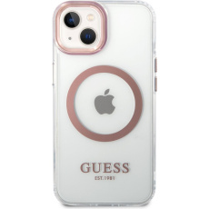 Guess Transparent MagSafe kryt iPhone 14 Plus růžový