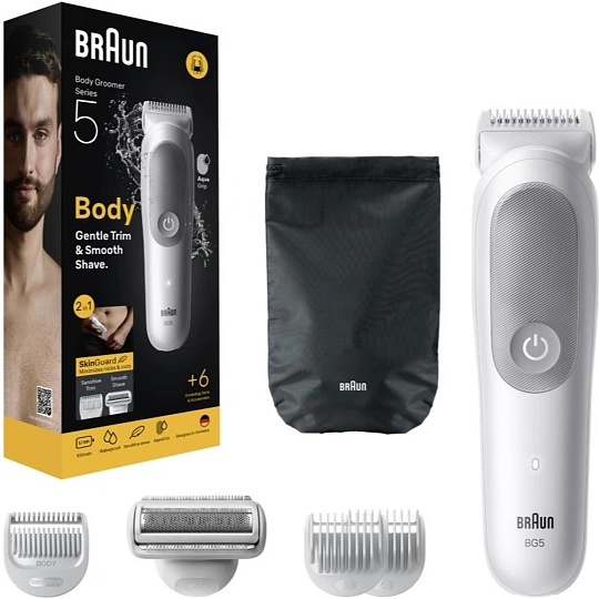 Braun BG5550 tělový zastřihovač, SkinGuard pro citlivou pokožku, 100 min provozu, 100% vodotěsný, nástavce Braun BG5550 tělový zastřihovač, SkinGuard pro citlivou pokožku, 100 min provozu, 100% vodotěsný, nástavce
