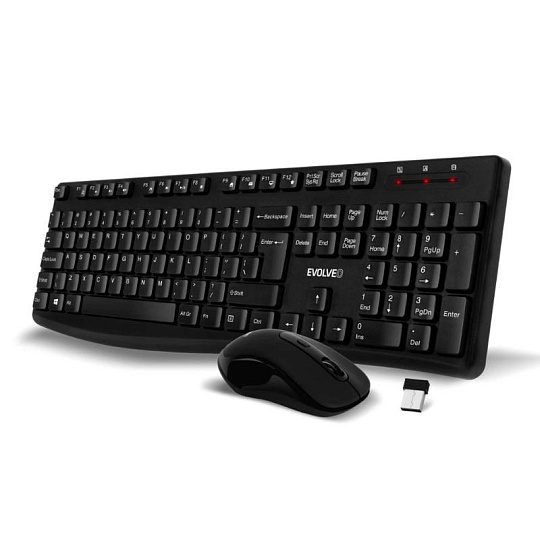 EVOLVEO Set klávesnice a myši K1050, Bezdrátové 2.4GHz, US INTL, černá