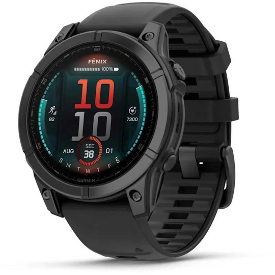 Garmin fenix® E – 47 mm, AMOLED, Slate grey steel / Černý silikonový řemínek, EU
