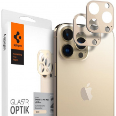Spigen tR Optik 2 Pack tvrzené sklo na fotoaparát iPhone 13 Pro/Max zlaté Spigen tR Optik 2 Pack tvrzené sklo na fotoaparát iPhone 13 Pro/Max zlaté