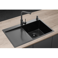 DNN1045dsr  Stainless steel sink with draining board NANO coat TITANIA right